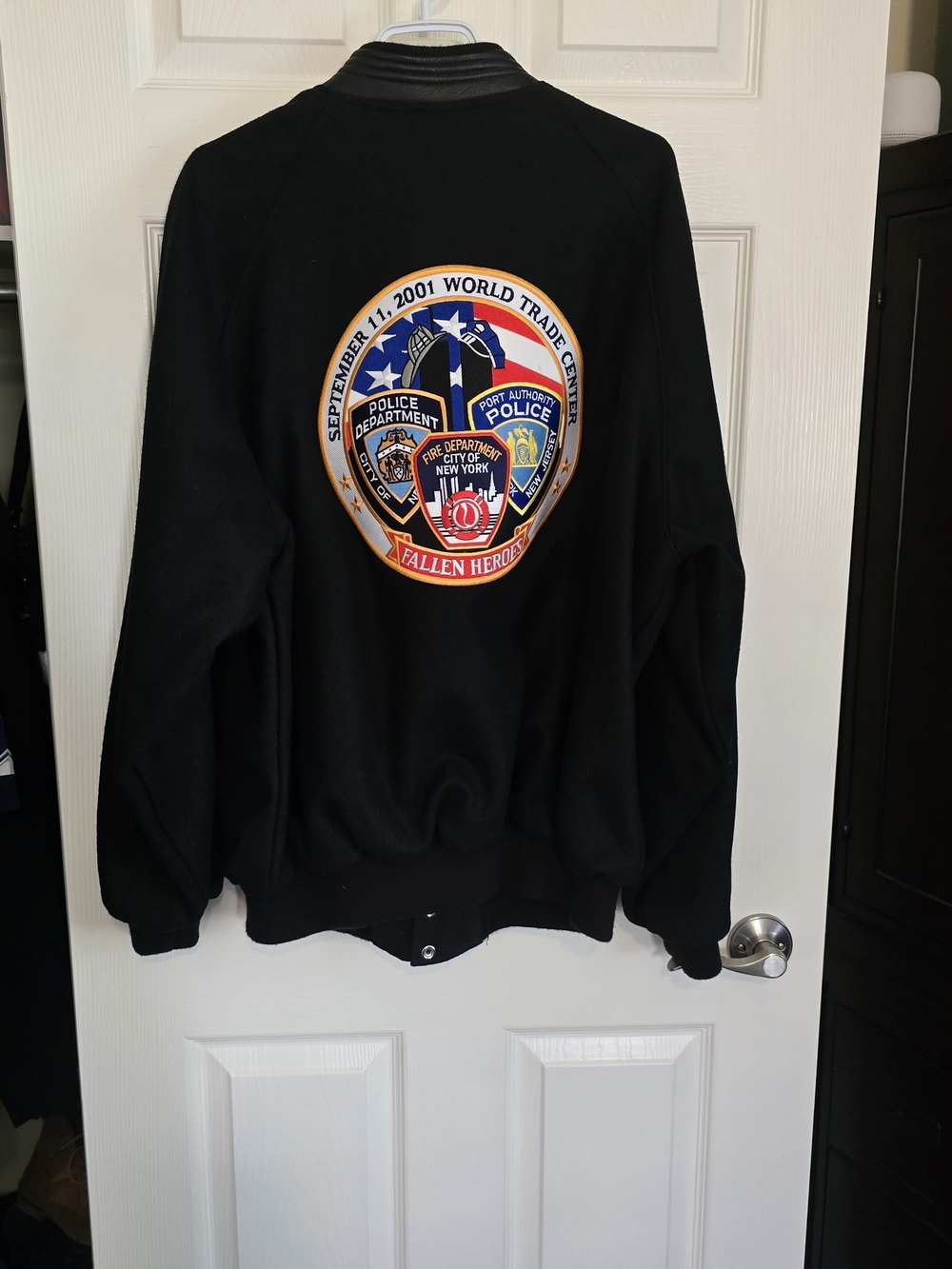 Vintage Black Fallen Heroes Commemorative Bomber Jacket - Men